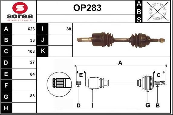 Sera OP283 - Приводной вал autosila-amz.com