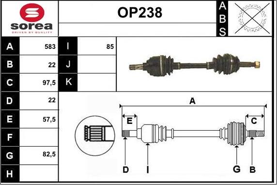 Sera OP238 - Приводной вал autosila-amz.com