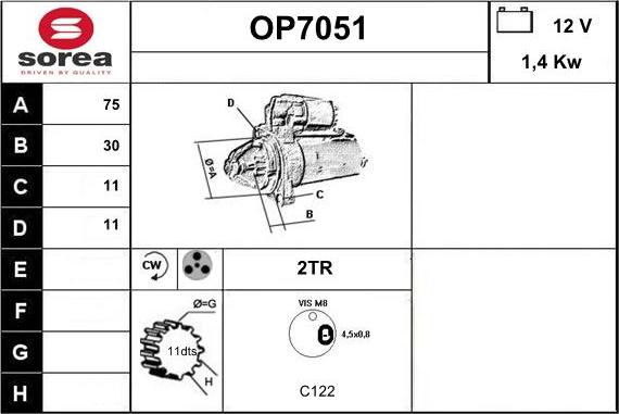 Sera OP7051 - Стартер autosila-amz.com