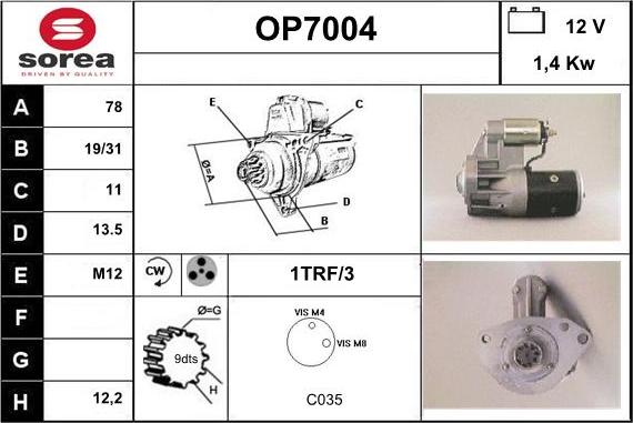 Sera OP7004 - Стартер autosila-amz.com