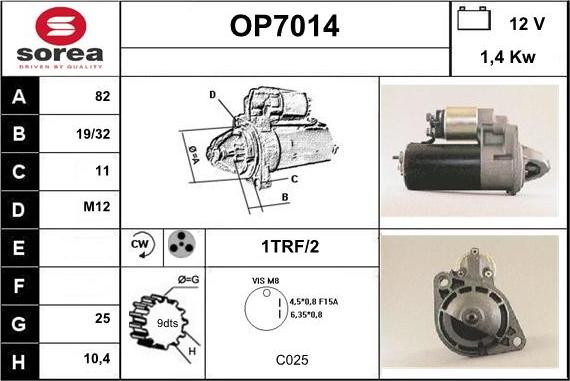 Sera OP7014 - Стартер autosila-amz.com