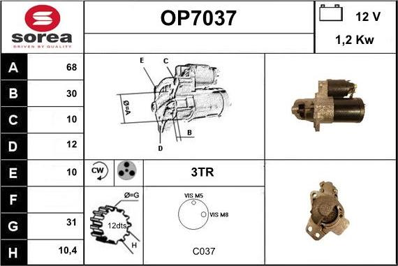 Sera OP7037 - Стартер autosila-amz.com