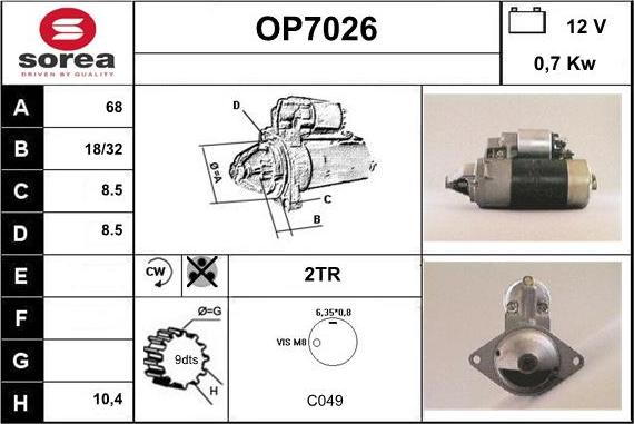 Sera OP7026 - Стартер autosila-amz.com