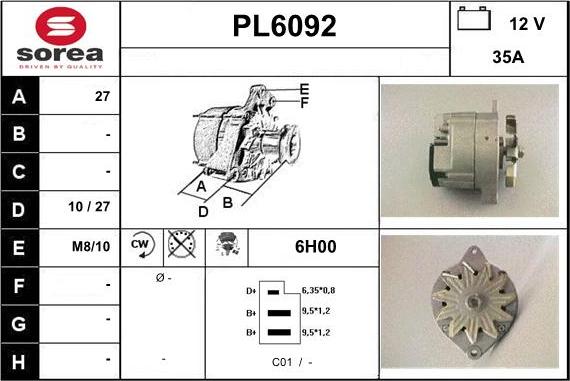 Sera PL6092 - Генератор autosila-amz.com