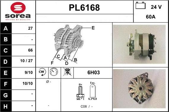 Sera PL6168 - Генератор autosila-amz.com