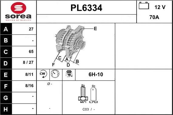 Sera PL6334 - Генератор autosila-amz.com