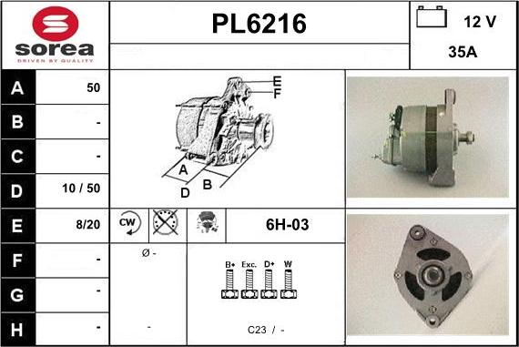 Sera PL6216 - Генератор autosila-amz.com