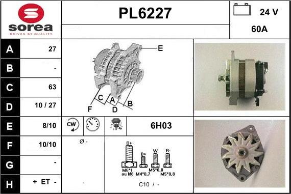 Sera PL6227 - Генератор autosila-amz.com