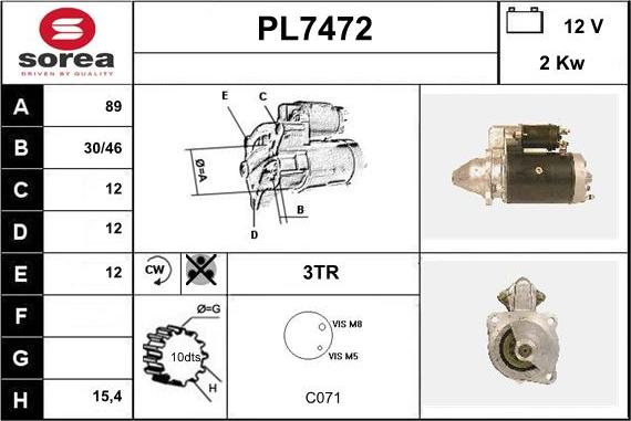 Sera PL7472 - Стартер autosila-amz.com