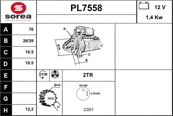 Sera PL7558 - Стартер autosila-amz.com