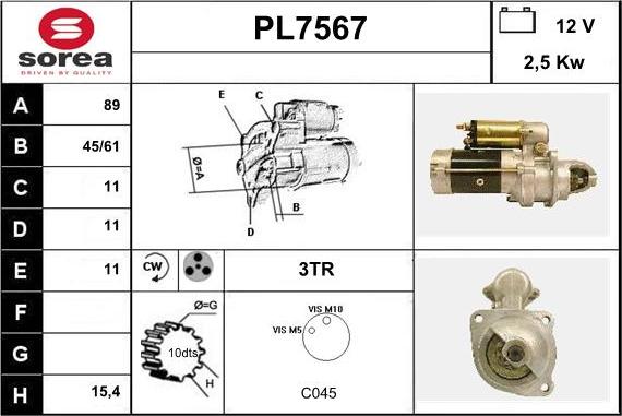 Sera PL7567 - Стартер autosila-amz.com