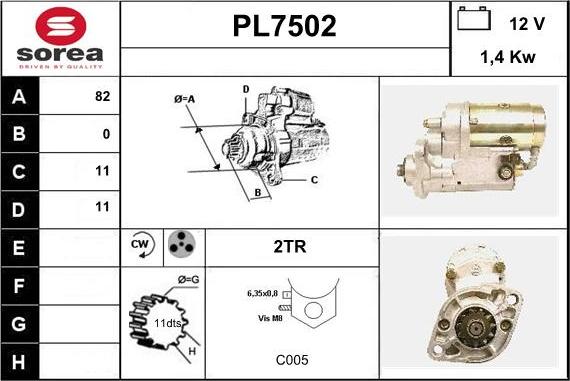 Sera PL7502 - Стартер autosila-amz.com