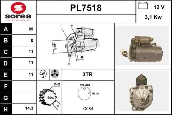 Sera PL7518 - Стартер autosila-amz.com