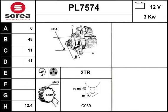 Sera PL7574 - Стартер autosila-amz.com