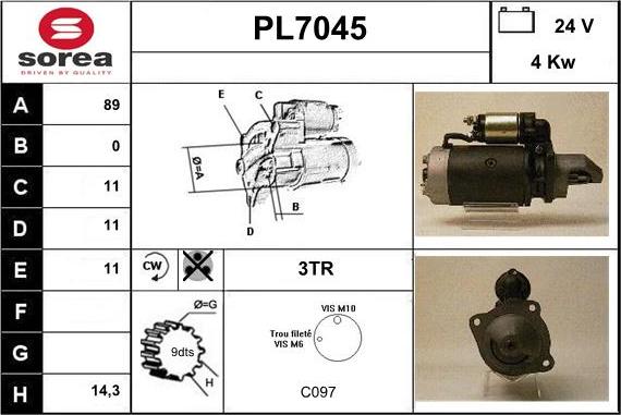 Sera PL7045 - Стартер autosila-amz.com