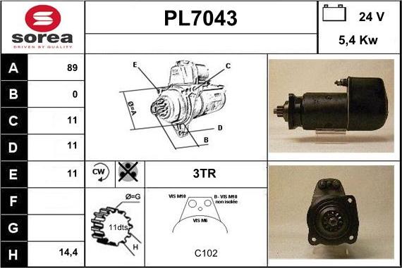 Sera PL7043 - Стартер autosila-amz.com