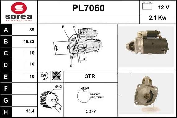 Sera PL7060 - Стартер autosila-amz.com