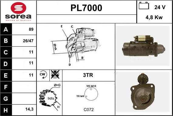 Sera PL7000 - Стартер autosila-amz.com