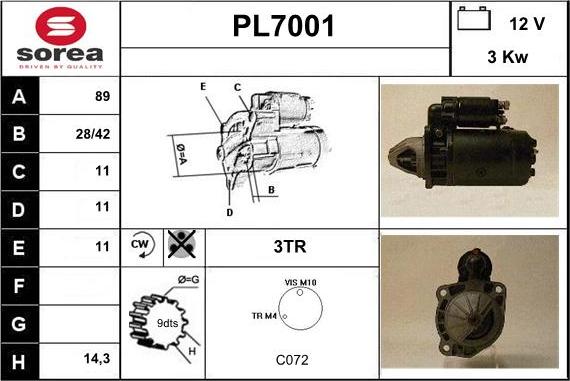 Sera PL7001 - Стартер autosila-amz.com