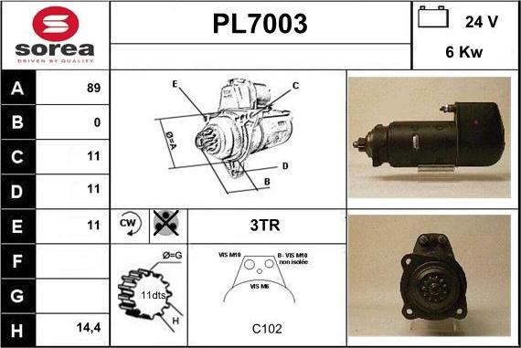 Sera PL7003 - Стартер autosila-amz.com