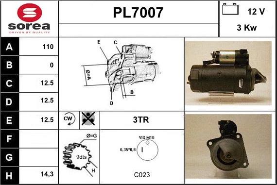 Sera PL7007 - Стартер autosila-amz.com