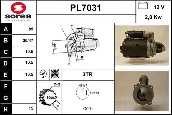 Sera PL7031 - Стартер autosila-amz.com