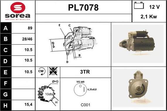 Sera PL7078 - Стартер autosila-amz.com