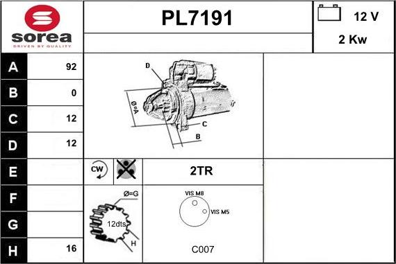 Sera PL7191 - Стартер autosila-amz.com