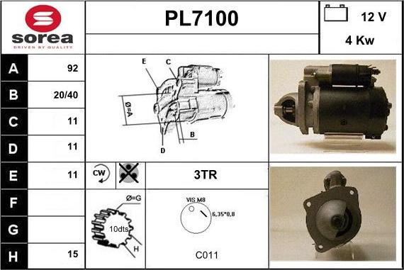 Sera PL7100 - Стартер autosila-amz.com