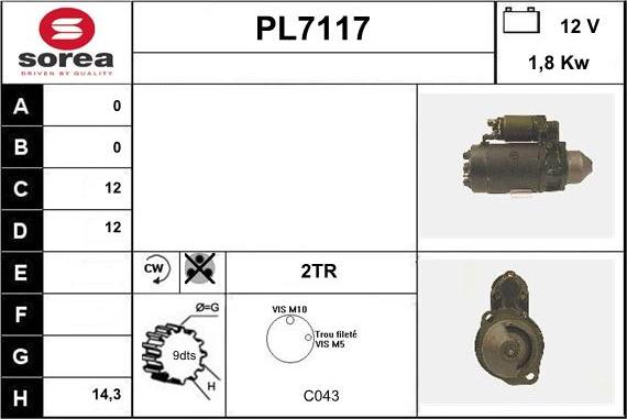 Sera PL7117 - Стартер autosila-amz.com