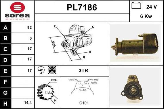 Sera PL7186 - Стартер autosila-amz.com