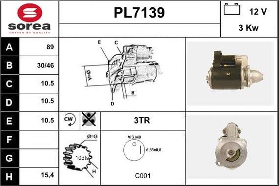 Sera PL7139 - Стартер autosila-amz.com