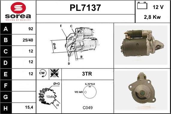 Sera PL7137 - Стартер autosila-amz.com