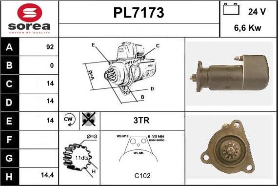 Sera PL7173 - Стартер autosila-amz.com