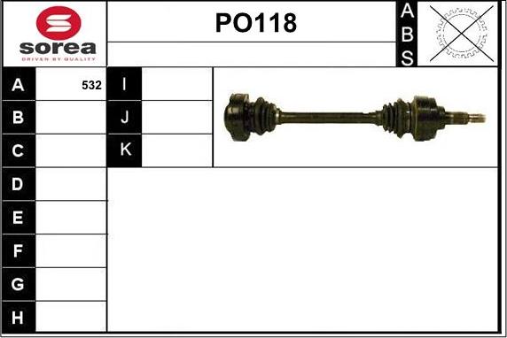 Sera PO118 - Приводной вал autosila-amz.com