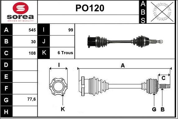 Sera PO120 - Приводной вал autosila-amz.com