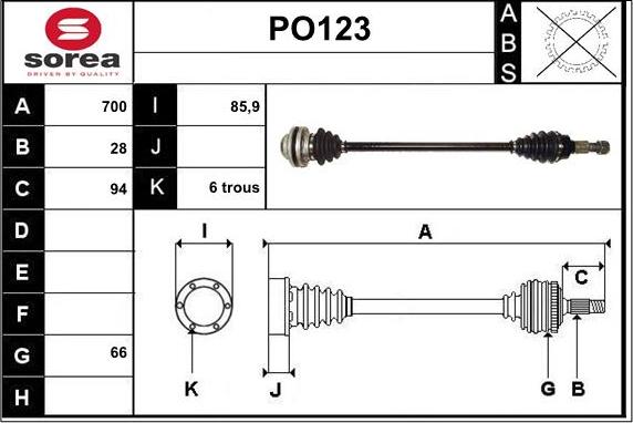 Sera PO123 - Приводной вал autosila-amz.com