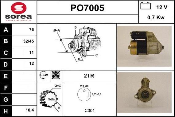 Sera PO7005 - Стартер autosila-amz.com