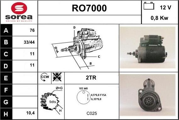 Sera RO7000 - Стартер autosila-amz.com