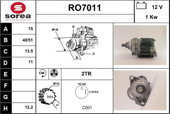 Sera RO7011 - Стартер autosila-amz.com