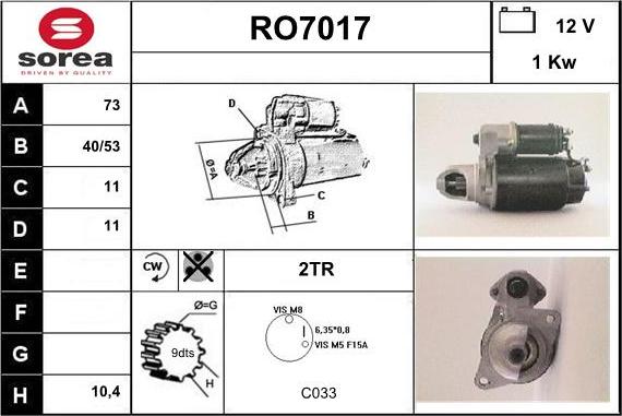 Sera RO7017 - Стартер autosila-amz.com