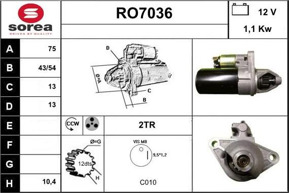 Sera RO7036 - Стартер autosila-amz.com