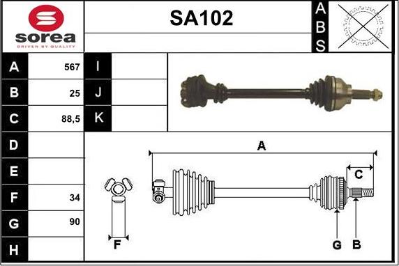 Sera SA102 - Приводной вал autosila-amz.com