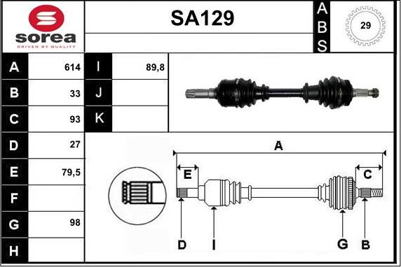 Sera SA129 - Приводной вал autosila-amz.com