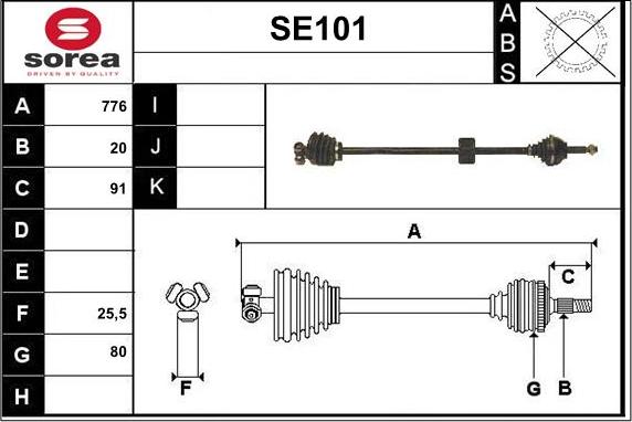 Sera SE101 - Приводной вал autosila-amz.com