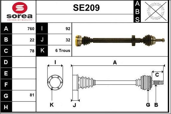 Sera SE209 - Приводной вал autosila-amz.com