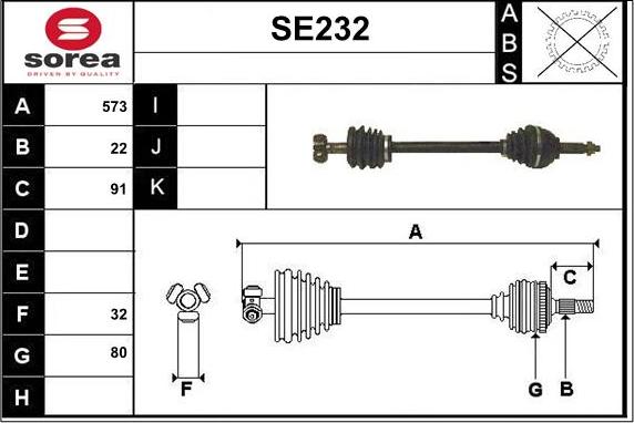 Sera SE232 - Приводной вал autosila-amz.com