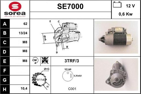 Sera SE7000 - Стартер autosila-amz.com