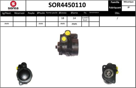 Sera SOR4450110 - Гидравлический насос, рулевое управление, ГУР autosila-amz.com