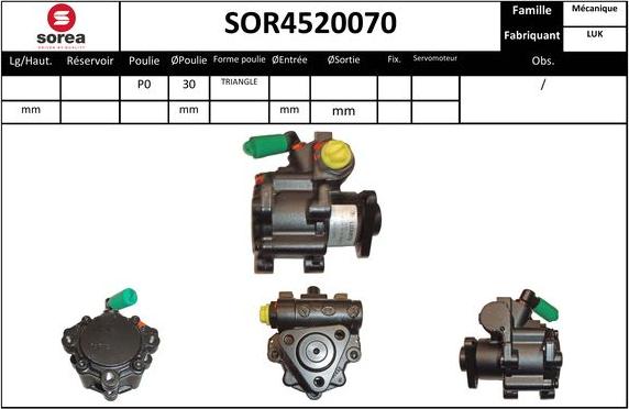 Sera SOR4520070 - Гидравлический насос, рулевое управление, ГУР autosila-amz.com